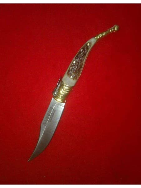 Penknife nº 02 of stag and brass Joker