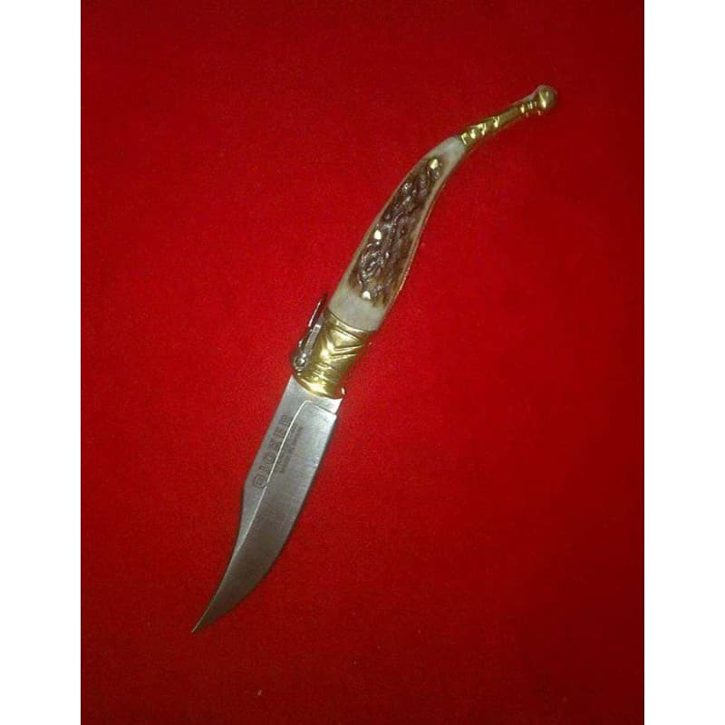 Penknife nº 02 of stag and brass Joker