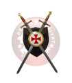 NOVEDAD ESCUDO TEMPLARIO CON 2 ESPADAS EN ROJO