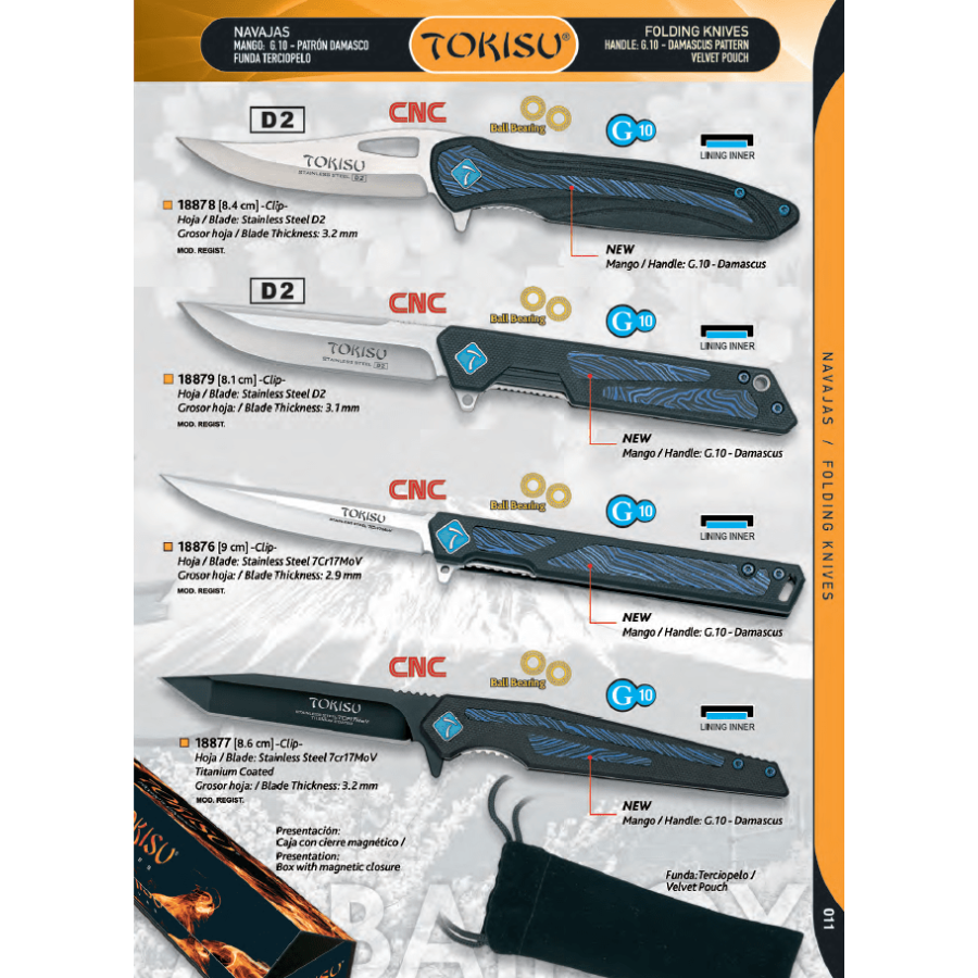 NOVEDAD NAVAJA TOKISU G10 DAMASCUS