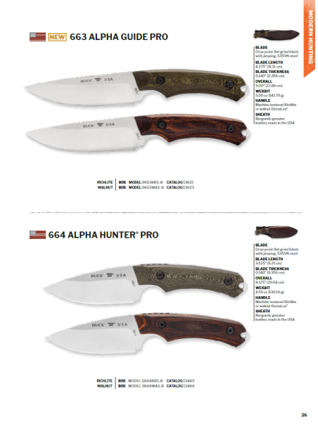 CUCHILLO 663 ALPHA GUIDE PRO O 664 ALPHA HUNTER PRO