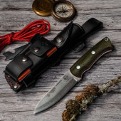 CUCHILLO BUSHCRAFTER CUDEMAN VERDE 206-FC COMPLETO