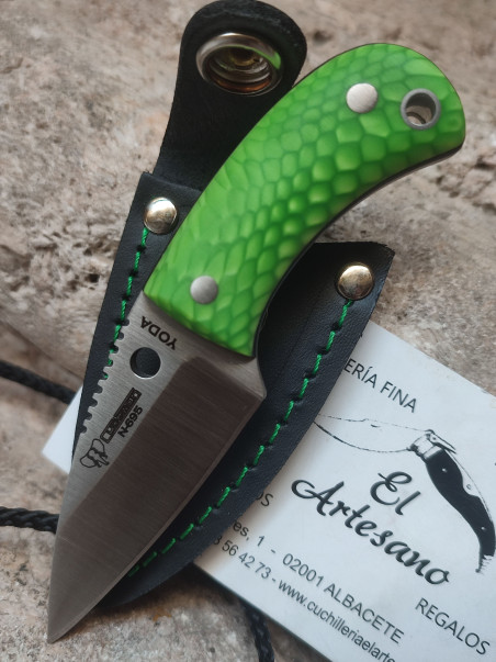 CUCHILLO YODA CUDEMAN VERDE FLÚOR PIEL 200-JV