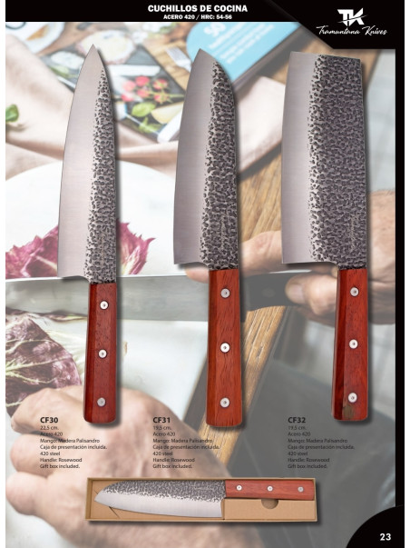 CUCHILLO DE COCINA O MACHETA  AMARTILLADO MADERA TRAMUNTANA