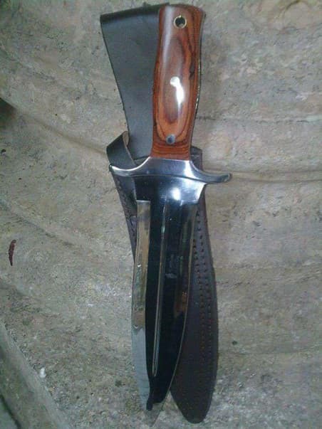 Sheath knife of kill off from wood of hazel 24cm