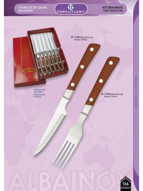 SET DE 6 CUCHILLOS MESA O TENEDOR MADERA