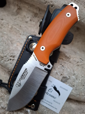 CUCHILLO DE CAZA CUDEMAN MINI BOINA VERDE 115-J G10 NARANJA
