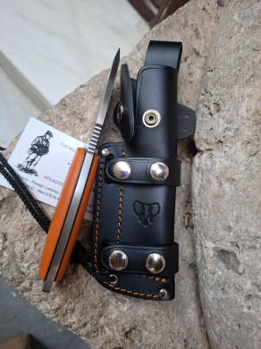 CUCHILLO DE CAZA CUDEMAN MINI BOINA VERDE 115-J G10 NARANJA