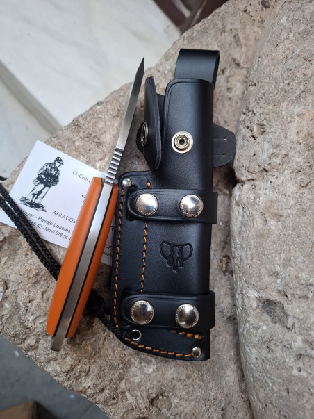 CUCHILLO DE CAZA CUDEMAN MINI BOINA VERDE 115-J G10 NARANJA