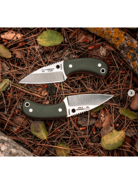 CUCHILLO YODA MIKARTA G10  VERDE PIEL 200GV CUDEMAN