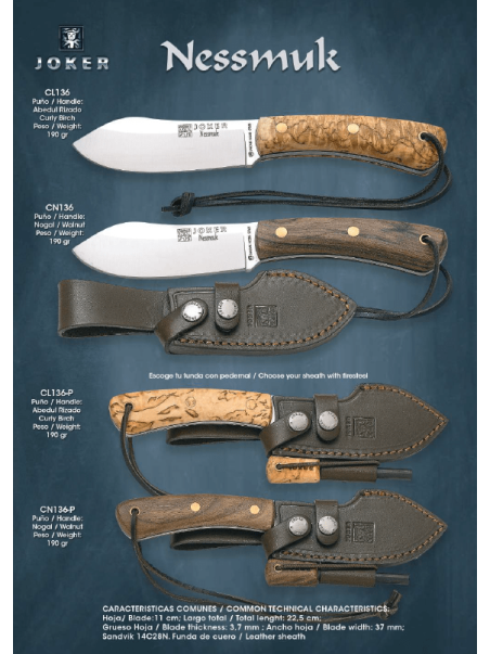 CUCHILLO NESSMUK JOKER ABEDUL O NOGAL