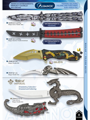 NAVAJA ABANICO ENTRENAMIENTO O NAVAJA DORADA O NAVAJA CALAVERA O DAGA