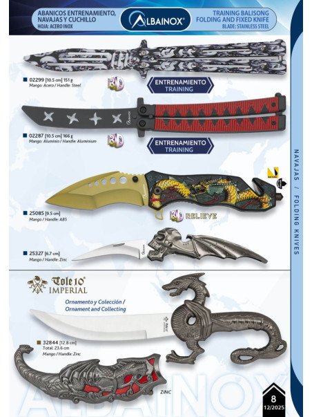 NAVAJA ABANICO ENTRENAMIENTO O NAVAJA DORADA O NAVAJA CALAVERA O DAGA