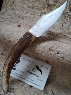 NAVAJA ARTESANA  PUNTA CIERVO HOJA CURVA