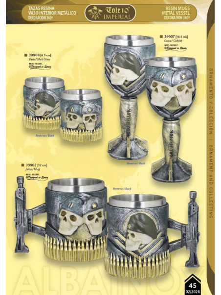VASO, COPA O JARRA RESINA ARMY SKULL