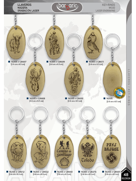 LLAVERO MADERA CAZA GRABACIÓN LÁSER