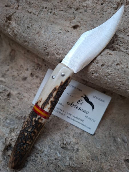 NAVAJA PUNTA DE CIERVO BANDERA  ESPAÑA HOJA CLASICA 333