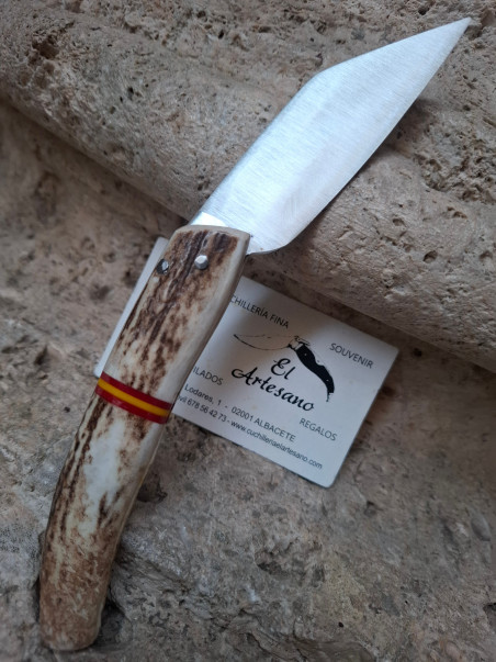 NAVAJA PUNTA CIERVO BANDERA ESPAÑA HOJA RECTA 227