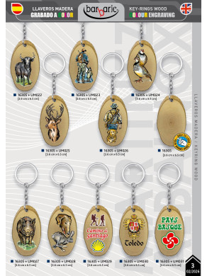 LLAVERO MADERA CAZA GRABACIÓN LÁSER COLOR