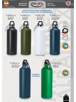 BOTELLA MOSQUETÓN ACERO INOXIDABLE RECICLADO