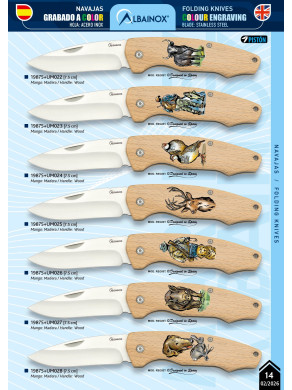 NAVAJA CAZA MADERA GRABADO LÁSER COLOR