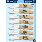 NAVAJA CAZA MADERA GRABADO LÁSER COLOR