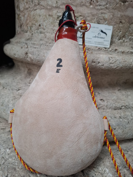 BOTA DE VINO PEZ 2 LITROS RECTA CLARA PIEL DE CABRA