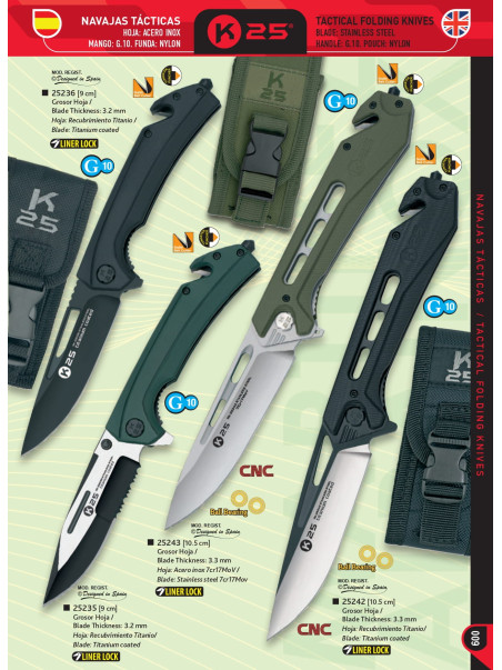 NAVAJA TÁCTICA K25 G10 VARIOS COLORES