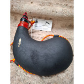 BOTA VINO PEZ CURVA 1 LITRO NEGRA PIEL DE CABRA