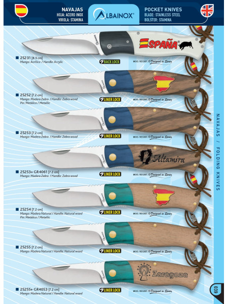 NOVEDAD NAVAJA MADERA ZEBRA CON VIROLA STAMINA