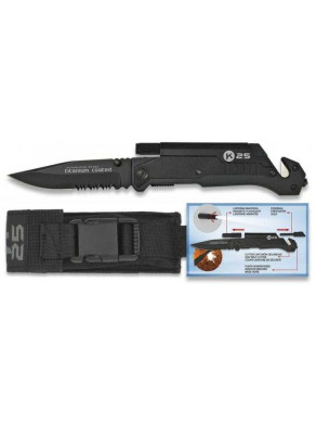 NAVAJA LINTERA Y PEDERNAL NEGRA  K25 19165