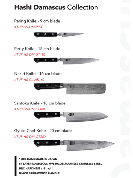 CUCHILLO HASHI DAMASCUS COLLECTION 67 CAPAS KOTAI