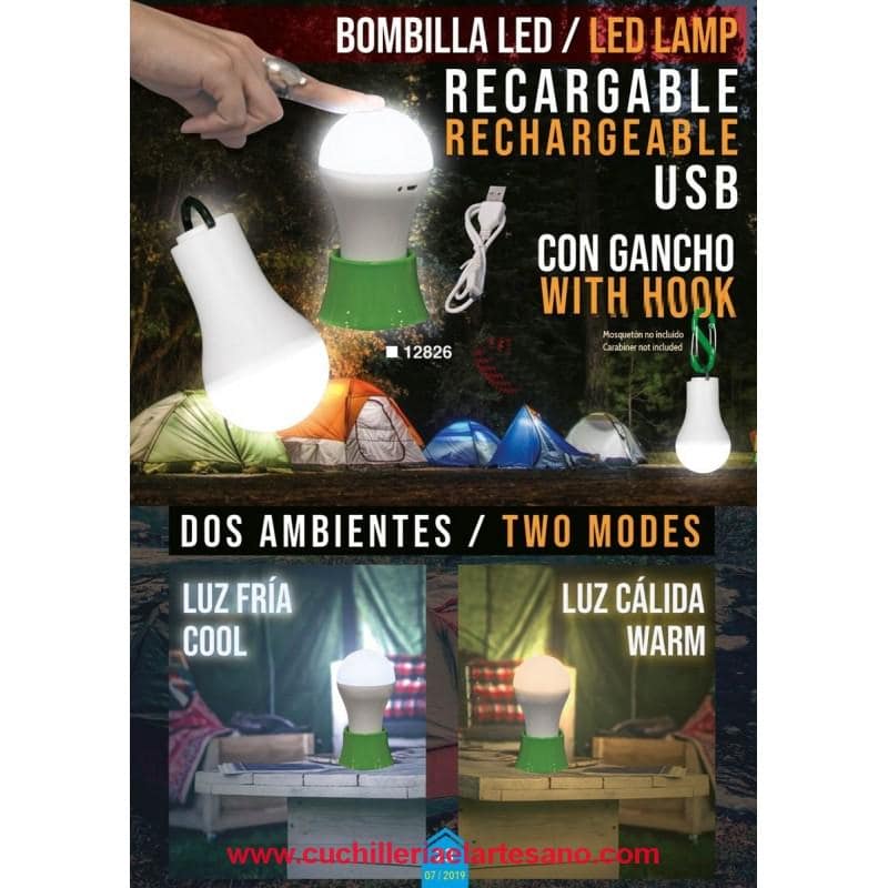 NOVEDAD LAMPARA BOMBILLA LED RECARGABLE CON GANCHO USB
